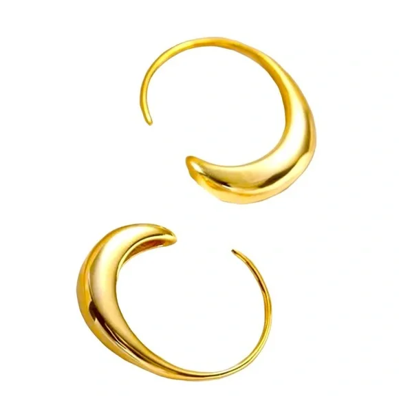 🍒3/$30 New Anthro Petite Gold Crescent Hoops - Picture 3 of 5